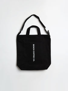 BAGGU tote bag in black, with BENCH COFFEE CO. logo