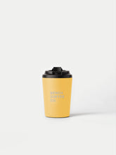 Load image into Gallery viewer, Made by Fressko reusable cup, with BENCH COFFEE CO. logo, in yellow
